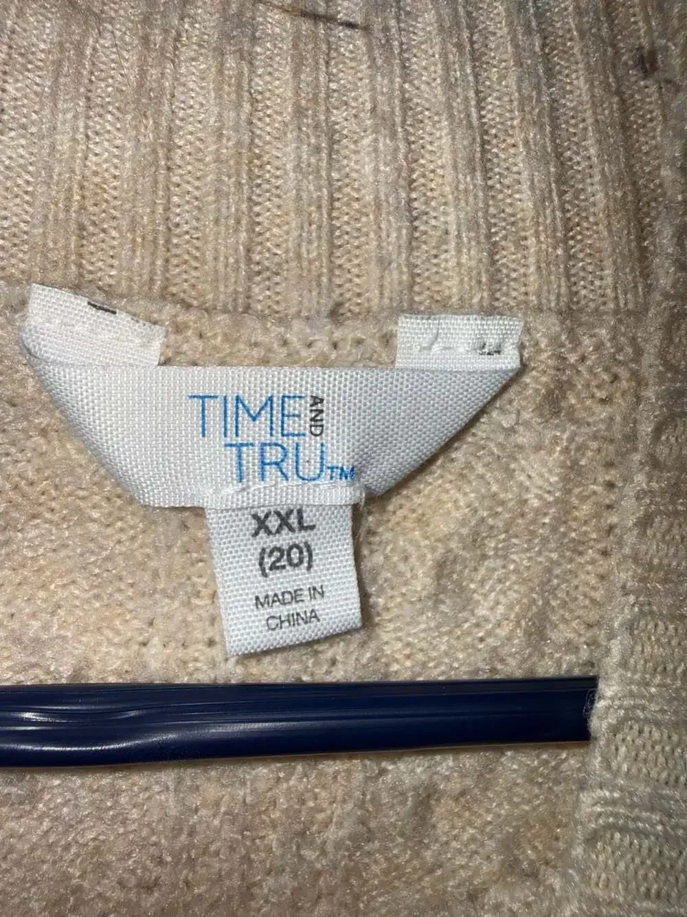 Time and Tru Mock Neck Cable Knit Sweater Beige XXL (20)